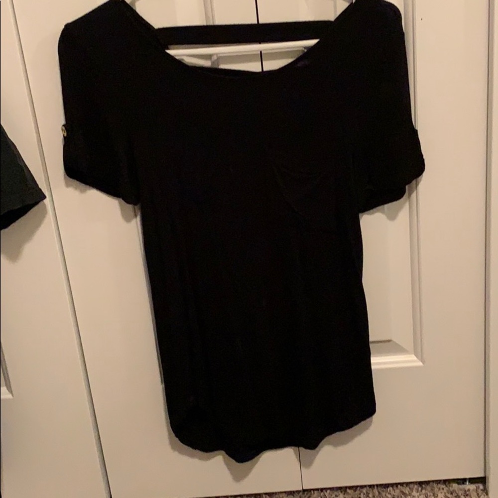 Black Tee Shirt Open back! Size S